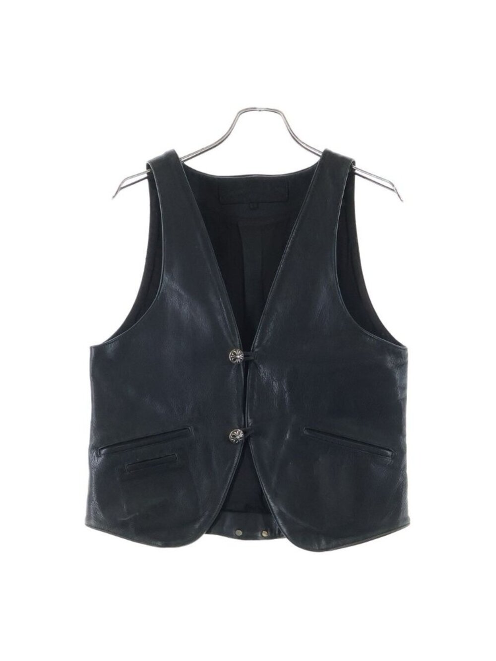 Chrome Hearts Vintage Classic Lter Cross Button Scroll Label Leather Vest Black